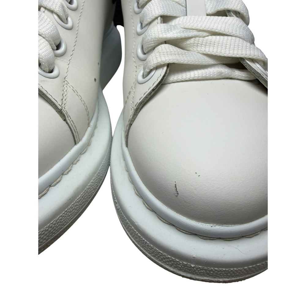Alexander McQueen White Leather Sneakers with Black Heel - Picture 10 of 16